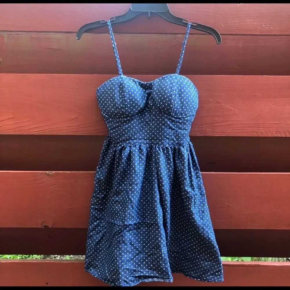 Say What? Blue & white polka dot dress sz. S